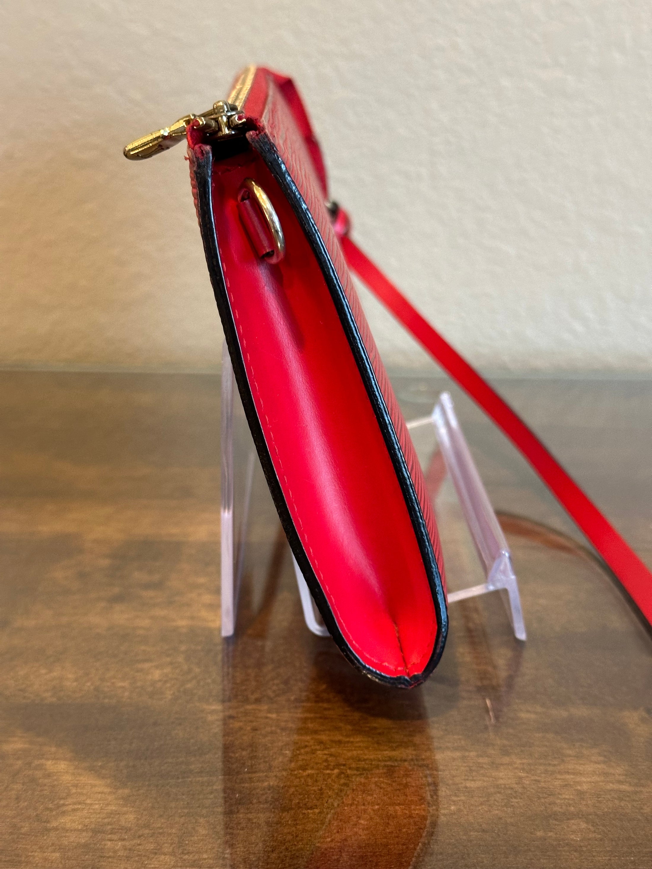 Pochette Accessoires in Red Epi