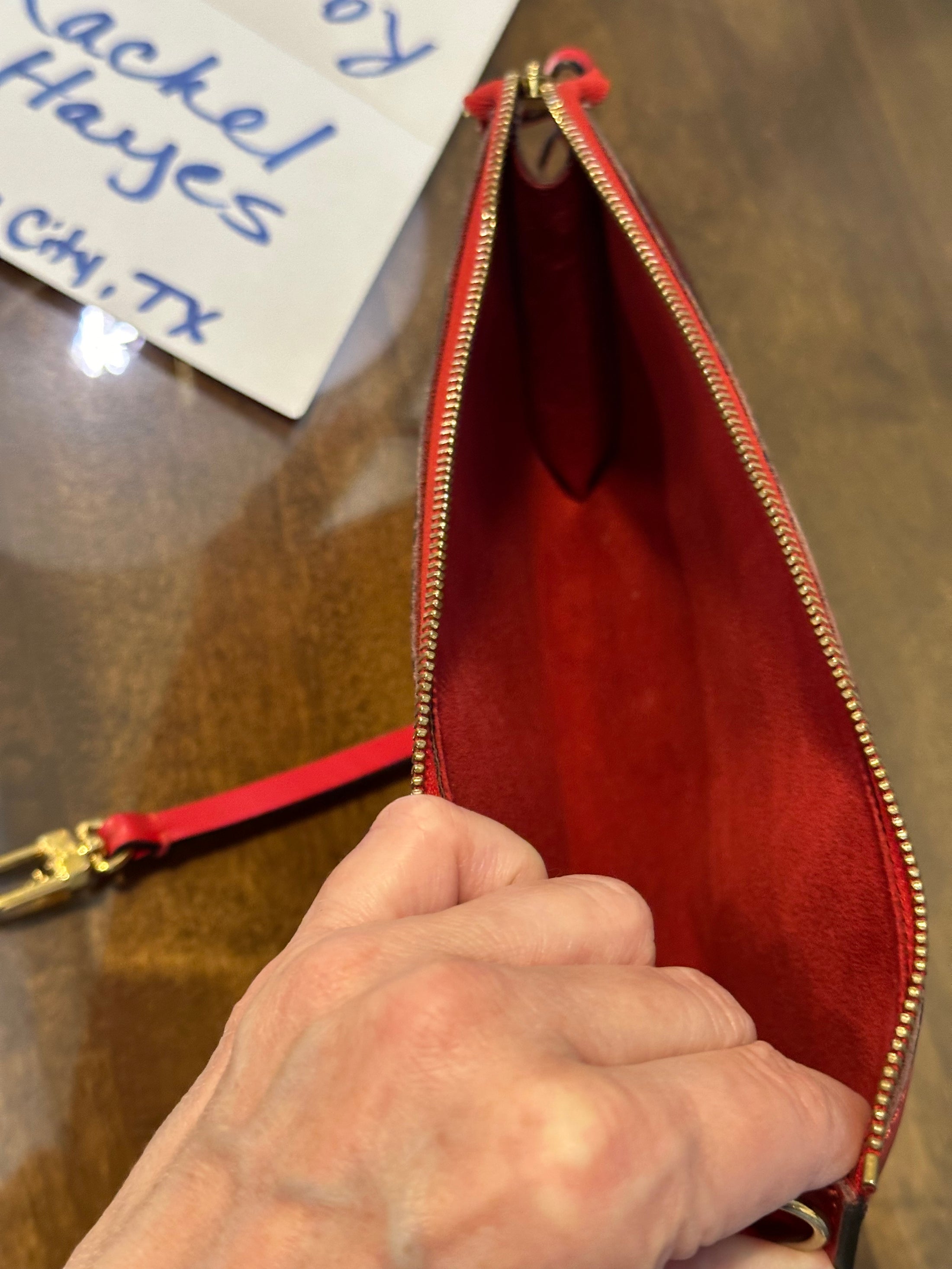 Pochette Accessoires in Red Epi